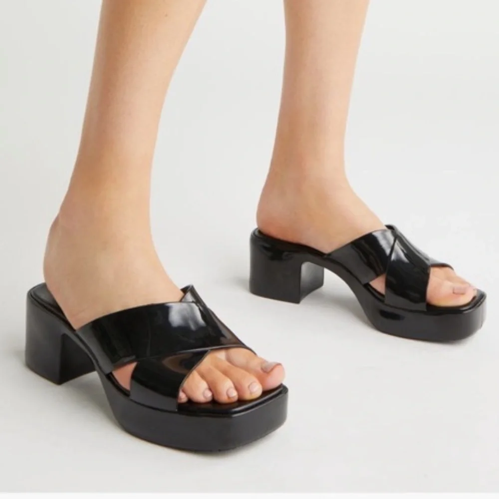 Jeffrey Campbell Black Platform Slides NEW